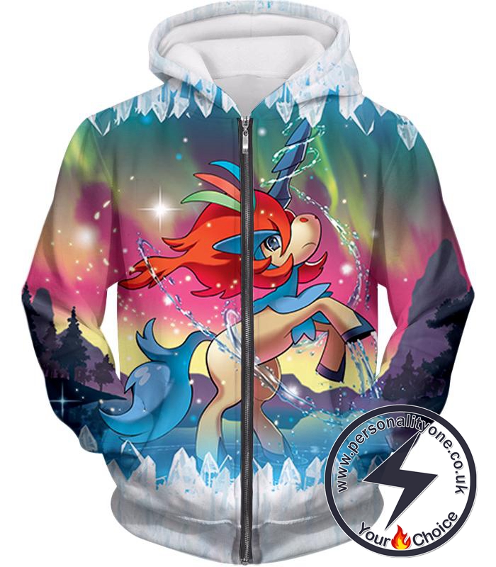 Pokemon Amazing Water Fighting Type Pokemon Keldeo Resolute Form Cool Zip Up Hoodie